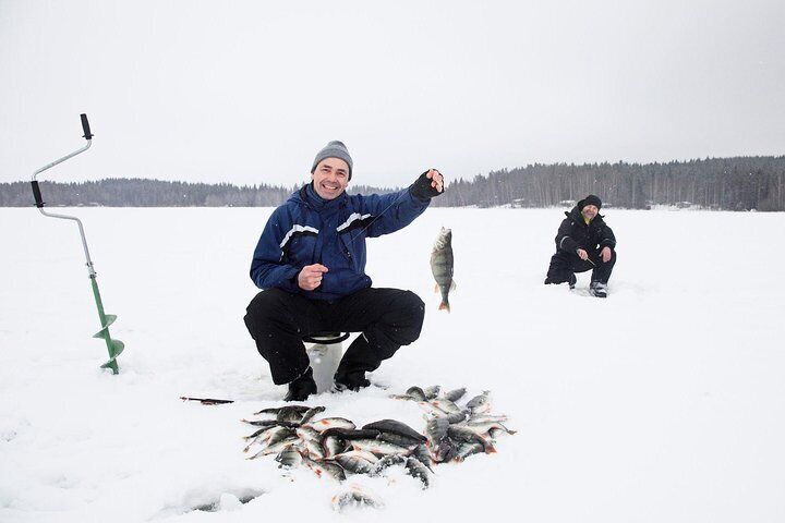 Ice Fishing by Snowmobile from Levi