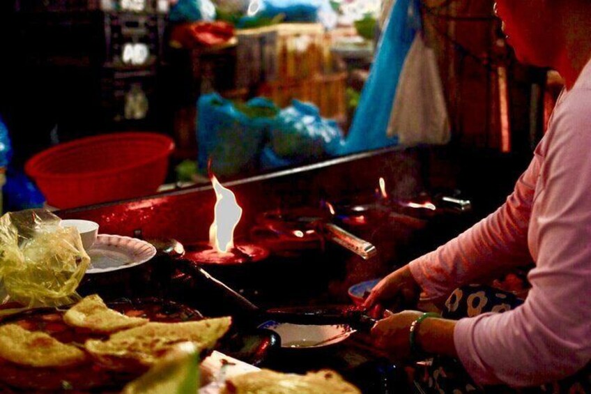 cooking rice pan cake
