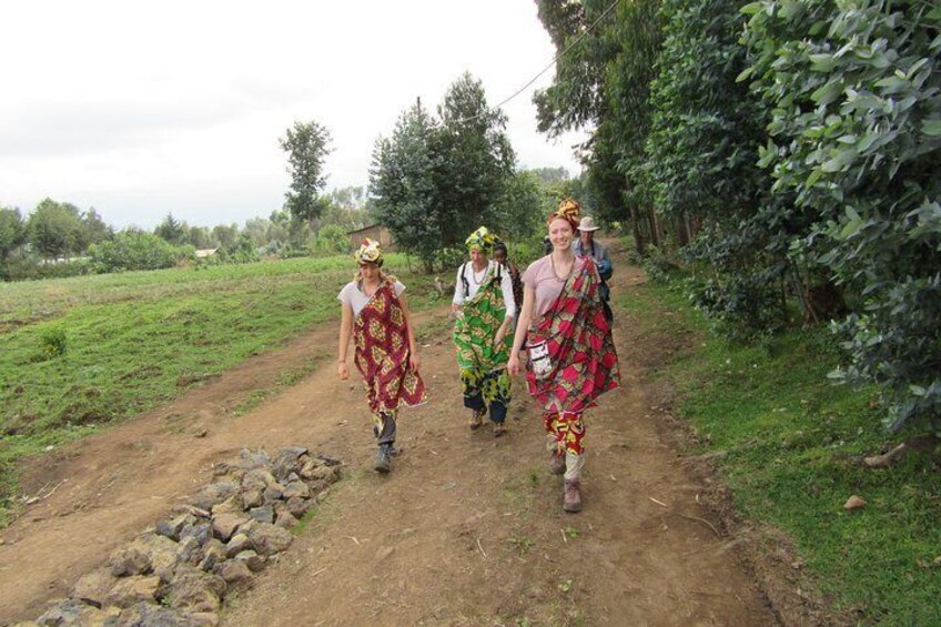 Scenic walk around volcanoes