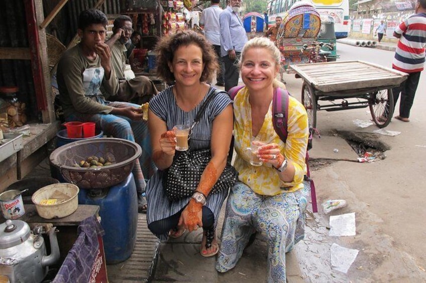 Having a cup of tea in a small tea stall is always nice