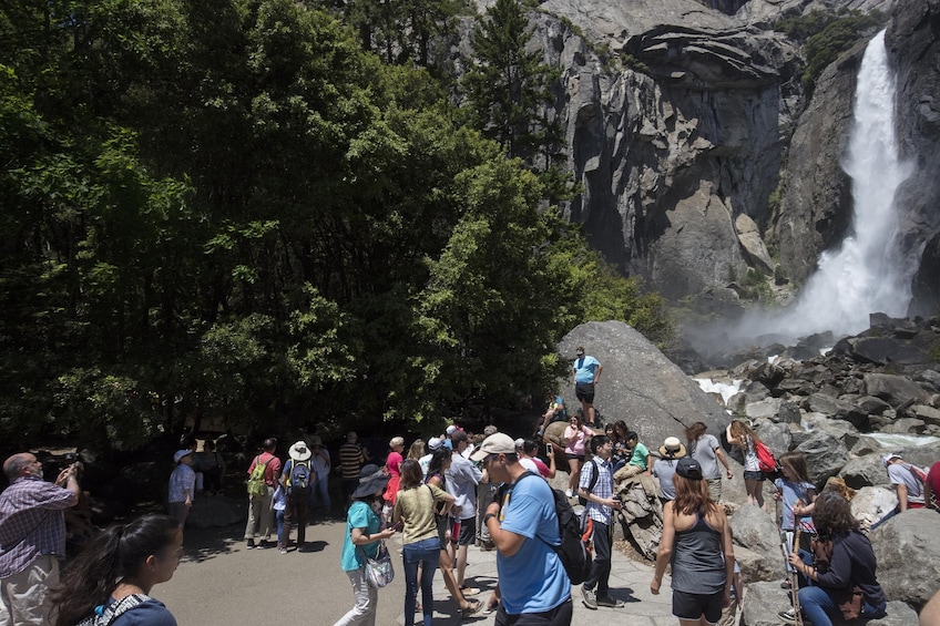People at Yosemite Falls in California
