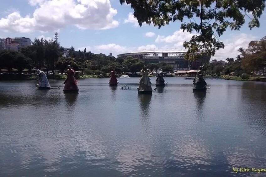 The lake of Tororó with statues of African gods