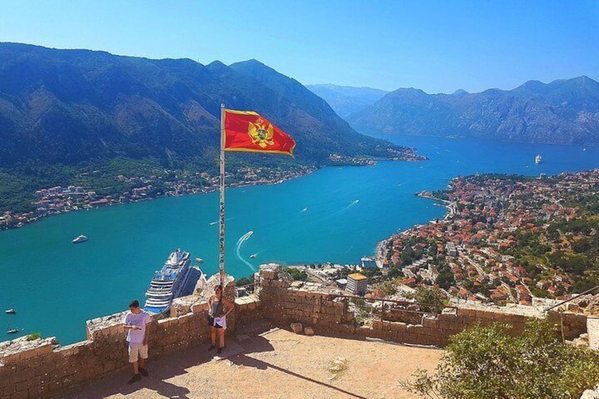 Montenegrin flag on San Giovanni castle 