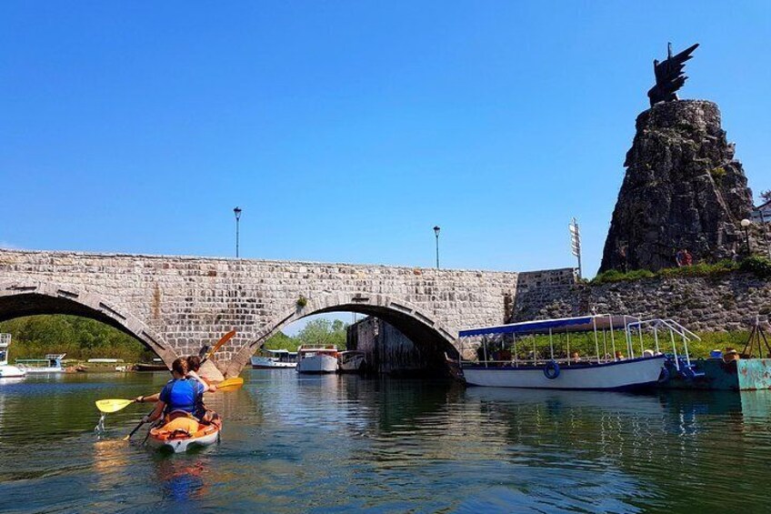 Starting position from Virpazar, bellow historical bridge and national monument of freedom fighters from WWII.