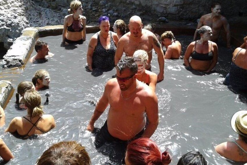 Guests enjoying the Sulphur Springs in Soufriere