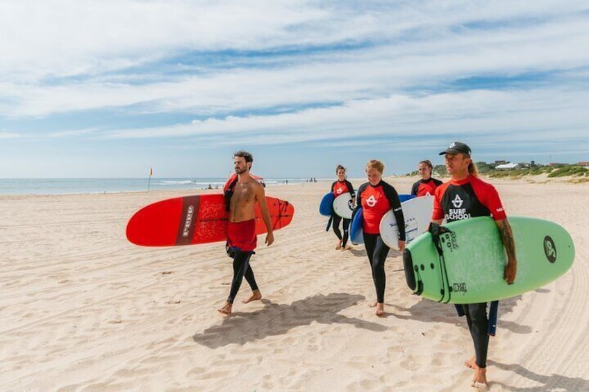 Beginner Group Surf Lesson at Jeffrey's Bay 