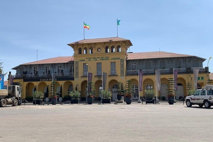The first Train Station in Addis Ababa, from the 19th century. The building is still nicely protected but not serving as station anymore.