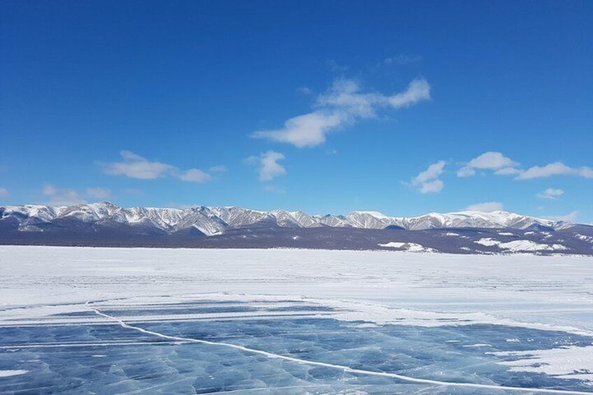 Driving on the frozen lake Khuvsgul