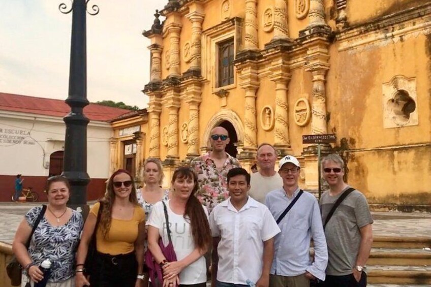 Group photo during a city walking tour