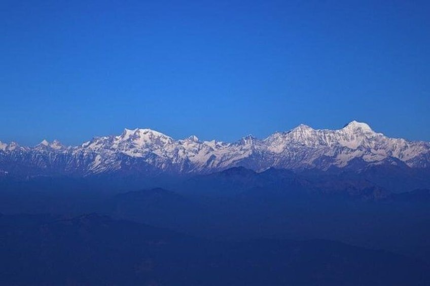 The Bandarpunch Massif along with Black Peak and Swargarohini Peak visible from the Nag Tibba peak.