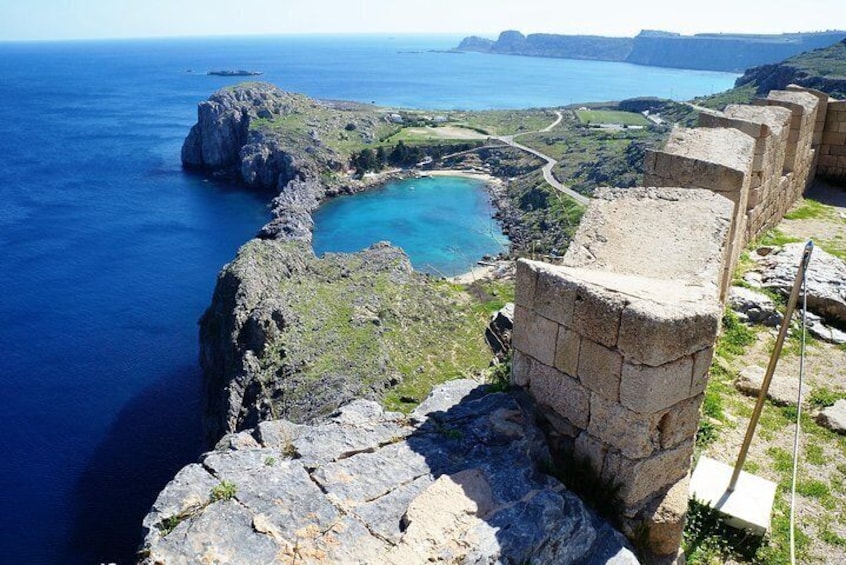 St Paul's Bay, the View from Acropolis of Lindos 