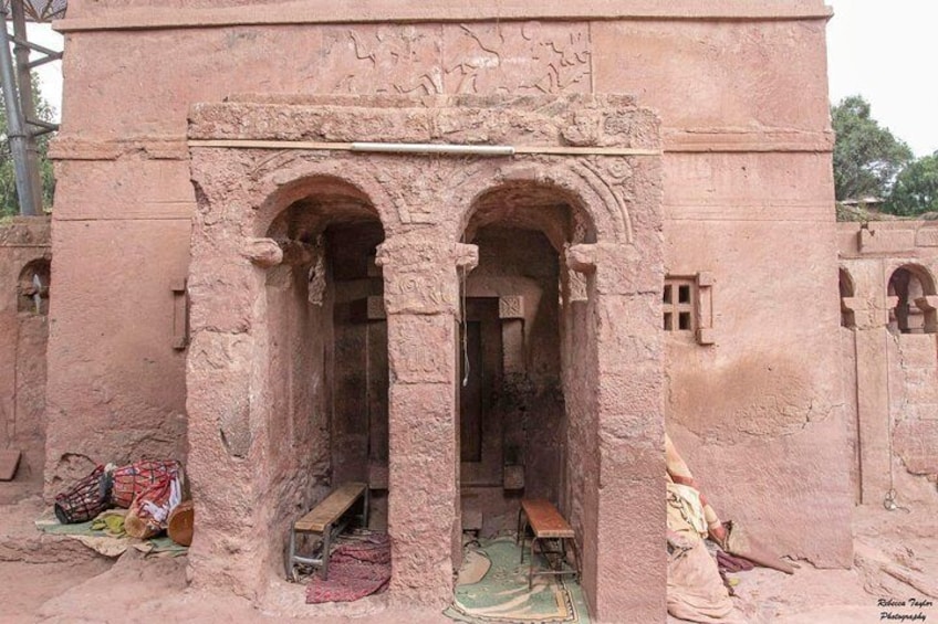 Door side of st Mary church Lalibela