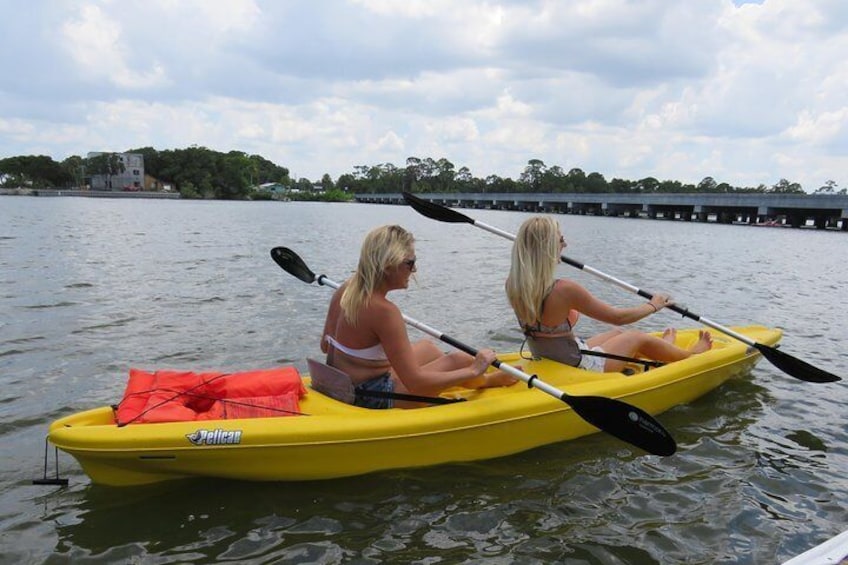 Tandem Kayaking to Under the Bridge