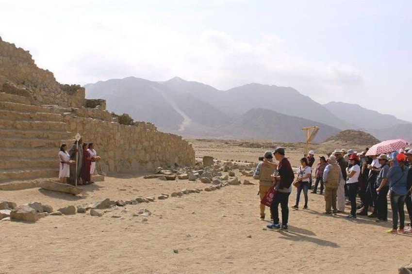 Local people representing a Caral ceremony for tourists