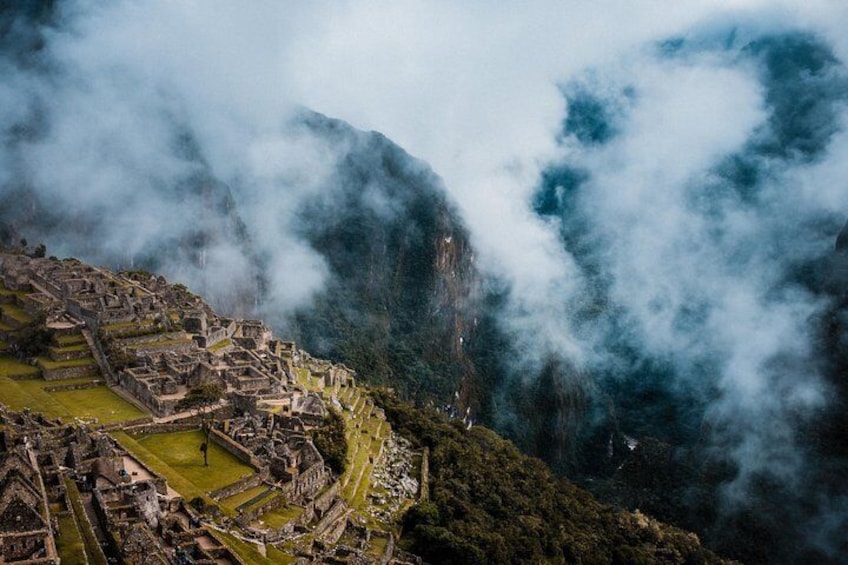 Mist and fog typically blanket Machu Picchu during the morning.