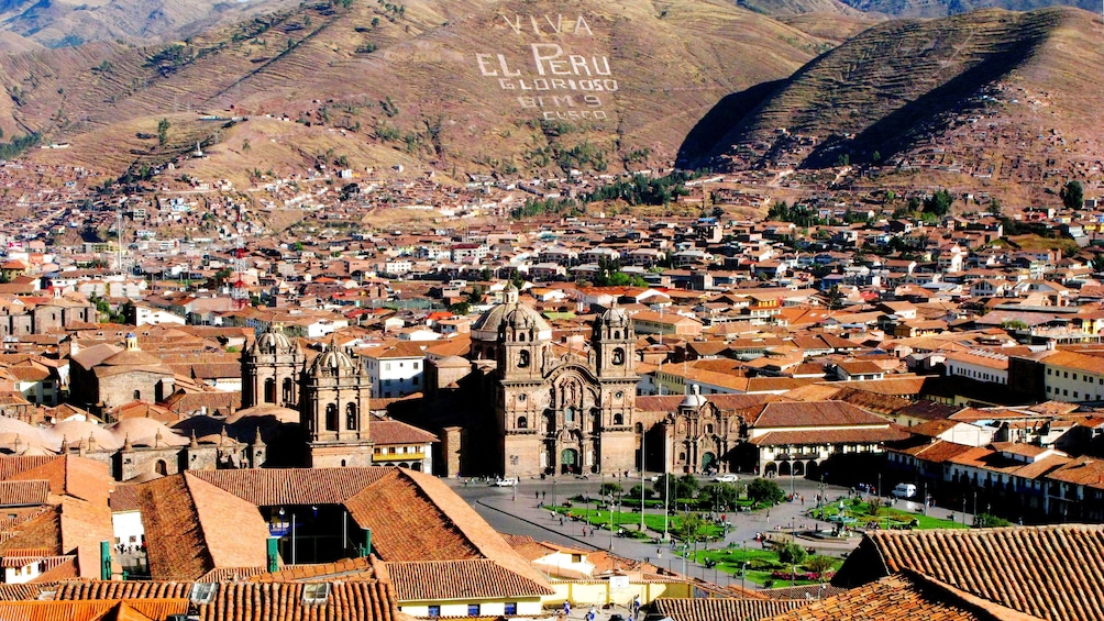 Panoramic view of the town of Cusco Peru