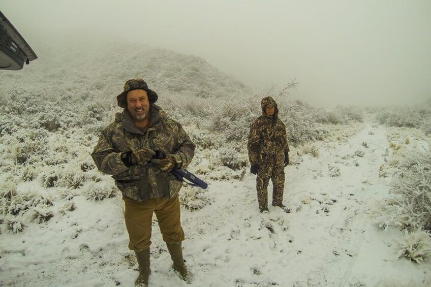 Snowy landscapes in San Pablo's fishing experience.