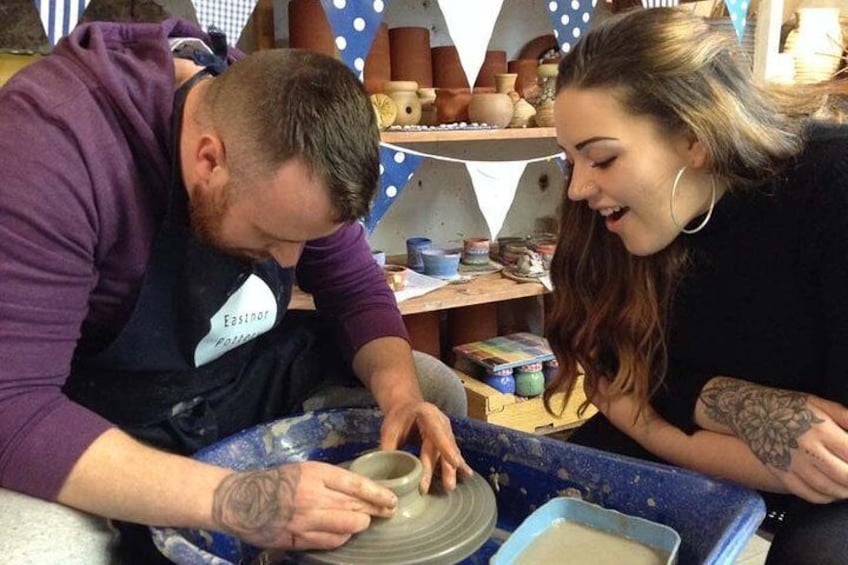 Making a pot on the potter's wheel perfect activity for couples