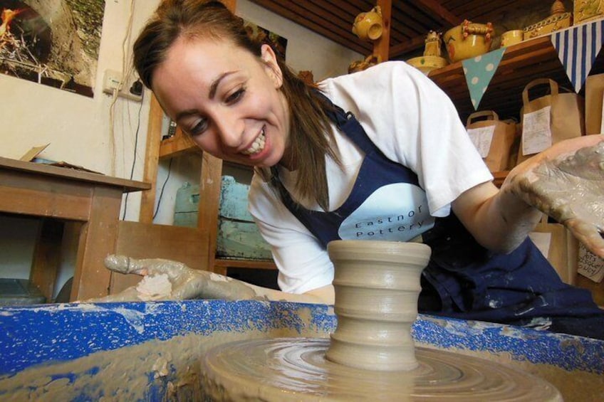 The joy of creating a pot on the potter's wheel