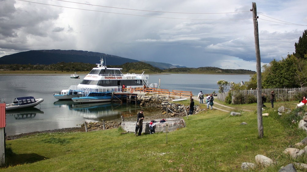 Board a catamaran to cross the Beagle Channel in Argentina