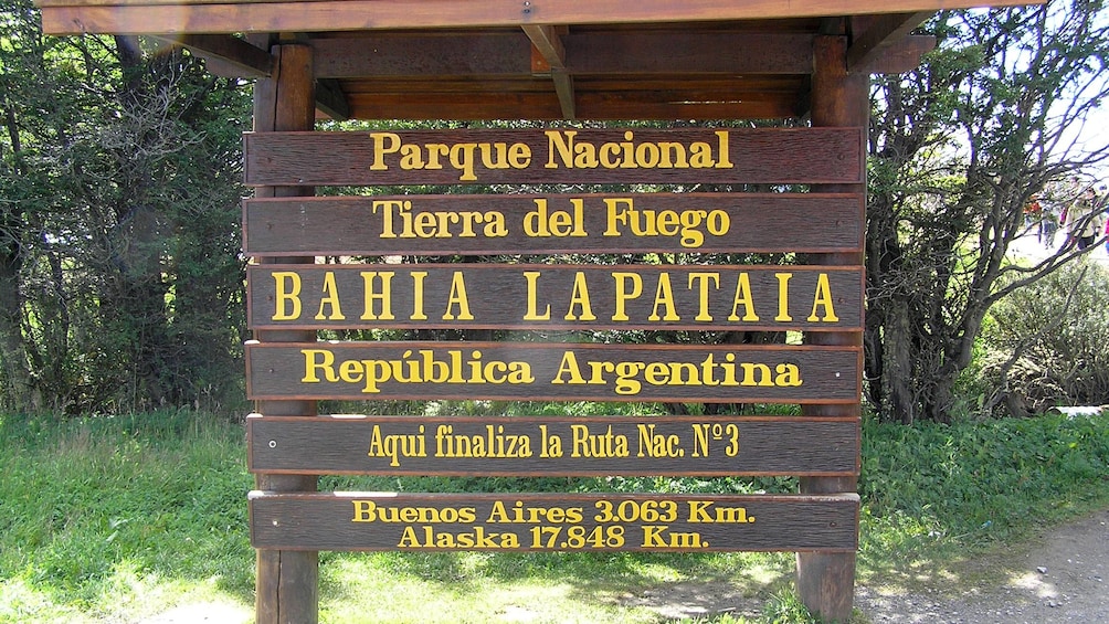 Info sign for Tierra del Fuego National Park of Argentina
