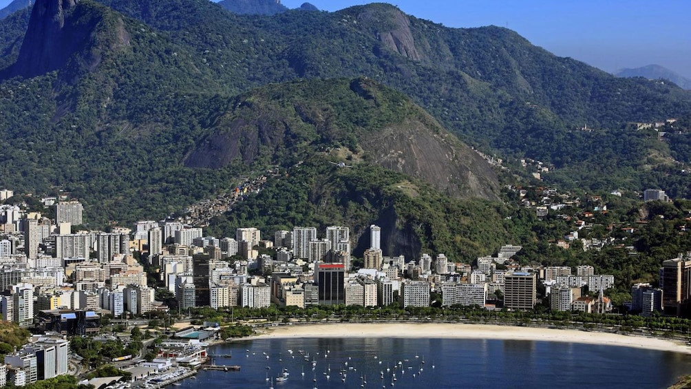 Guanabara Bay and skyscrapers of Rio de Janeiro with Corcovado in the background