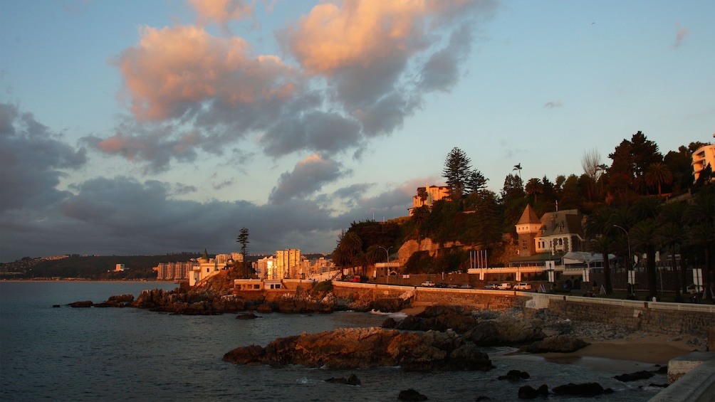 Coastal town of Vina del Mar at sunset