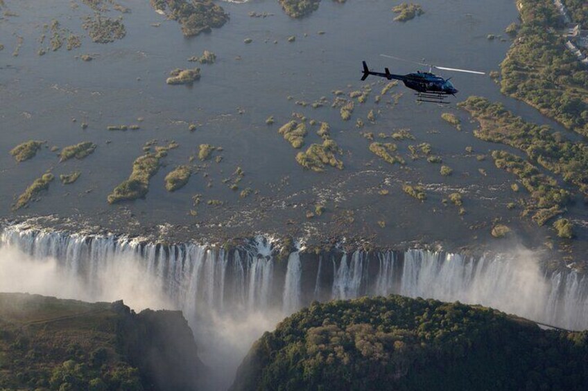 15 minutes scenic helicopter flight above the Victoria Falls