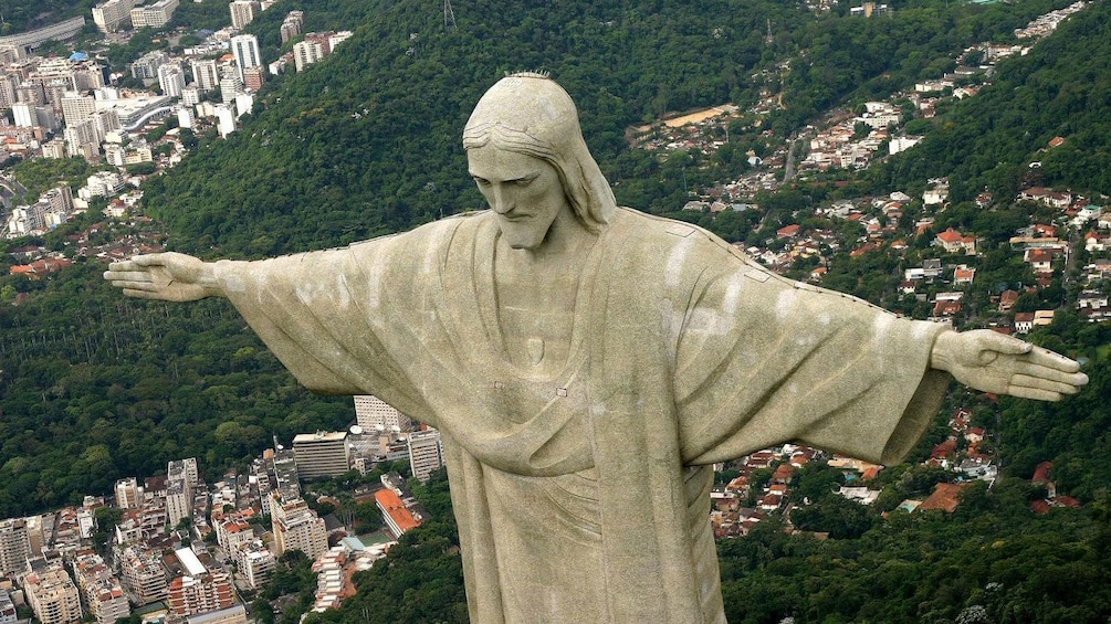 Christ the Redeemer statue from above in Rio de Janeiro