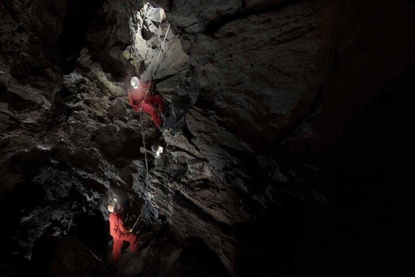 Rappelling in Rat's Nest Cave on the Adventure Tour