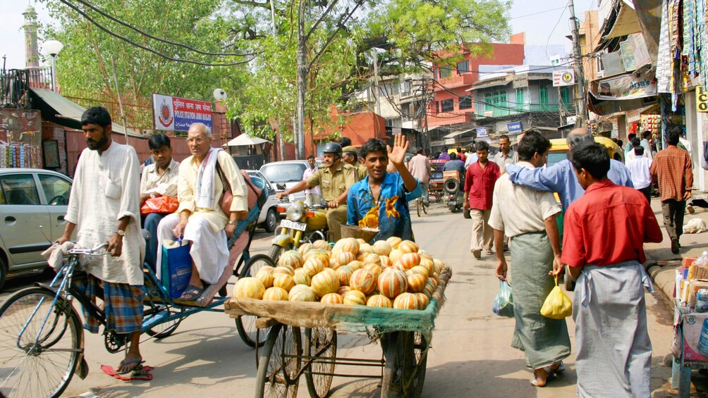 A bustling street in Delhi