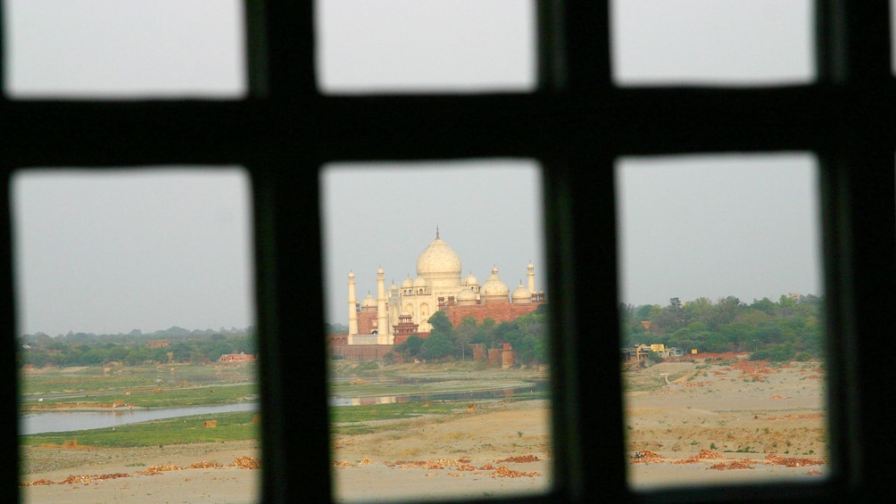 View of the Taj Mahal in the distance