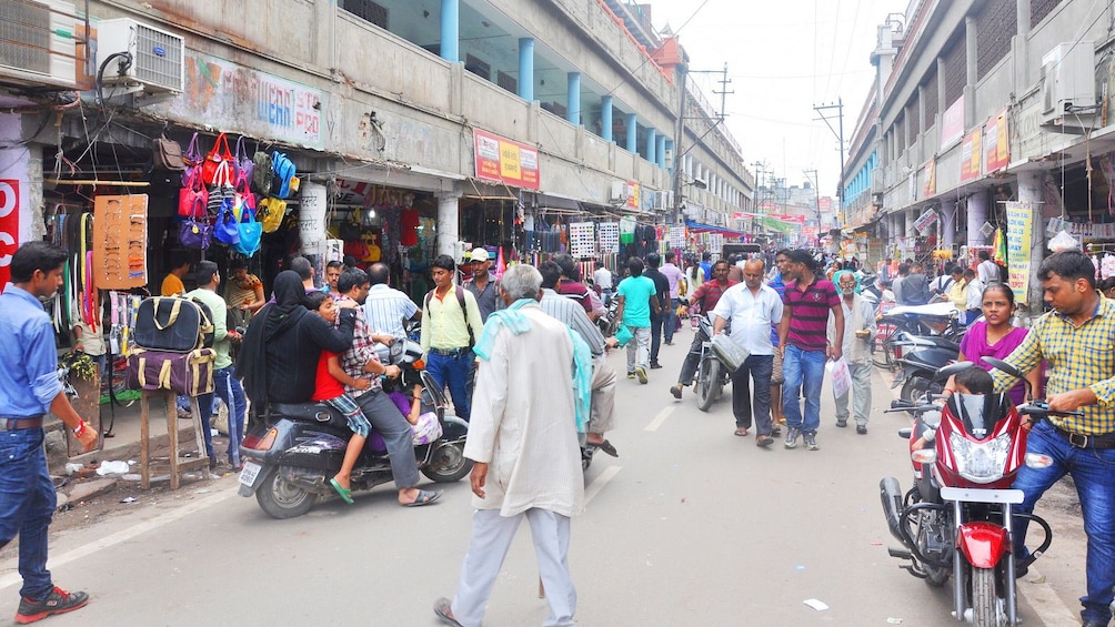 A bustling street in Agra