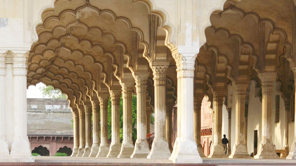 Ornate scalloped arches at a historical site in India