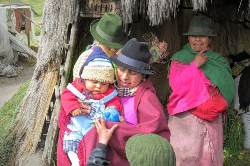 Indigenous people at Quilotoa lake