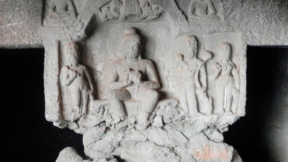 Stone relief sculpture in the Bhaja caves