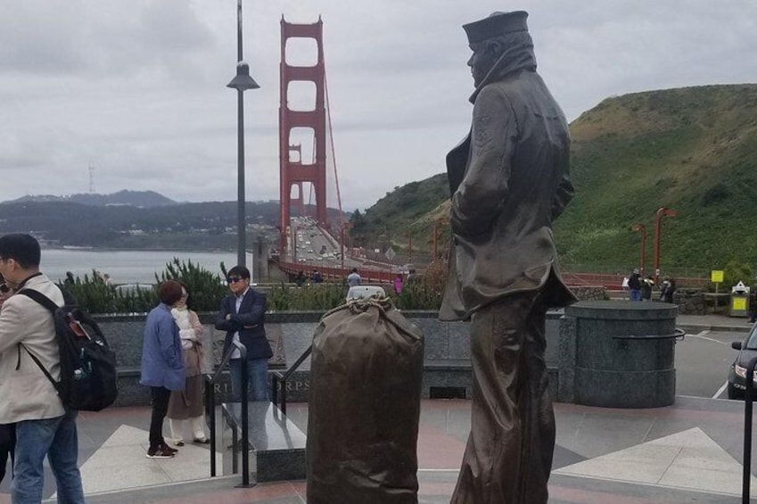 Lone Sailor Near the Golden Gate Bridge