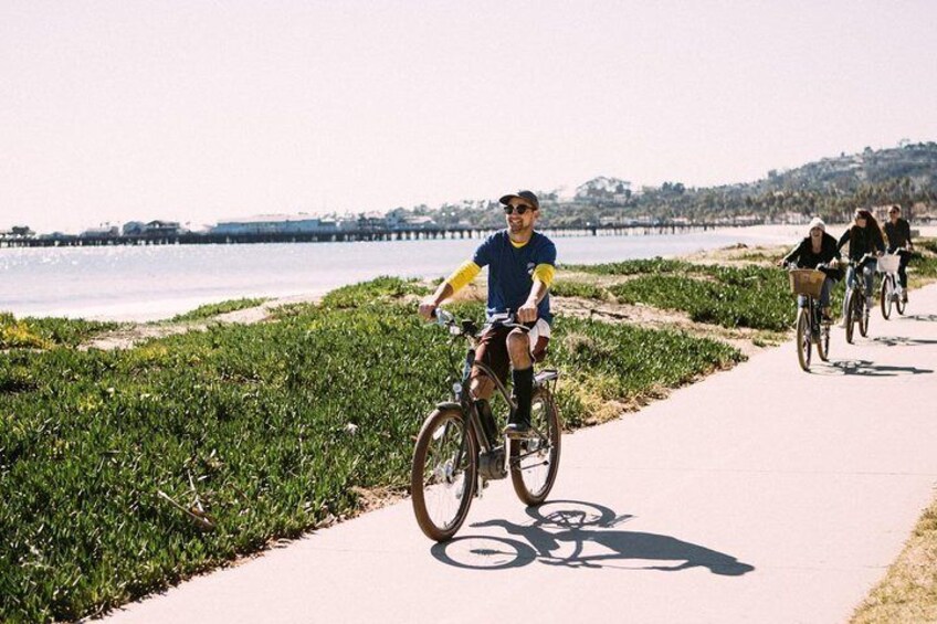 Ebiking along the scenic beach path