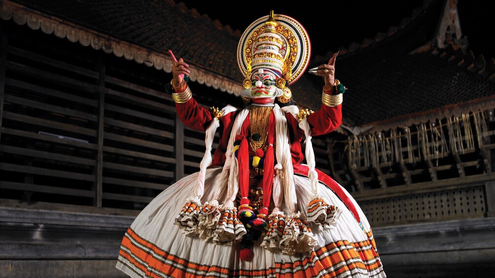 Man performing during the Kathakali Dance Show in Kochi 