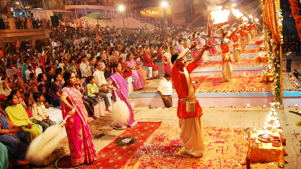 intricate show at water front in india