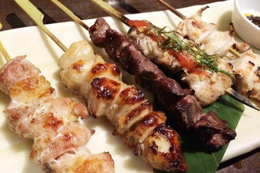 Taste "Yakitori", Grilled chicken skewers, fresh and rich in variety