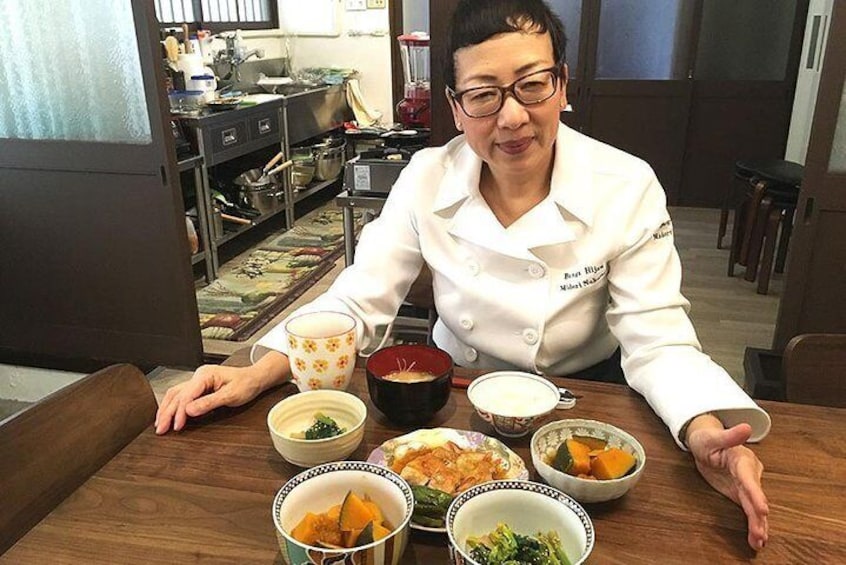 Midori in her Kyoto cooking studio