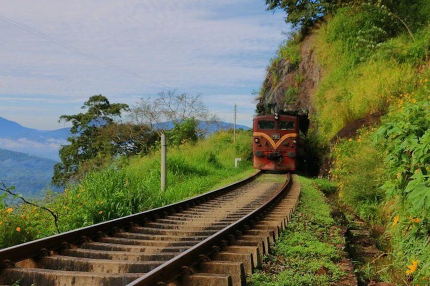 Train Going Through the Kadugannawa Hilly Area