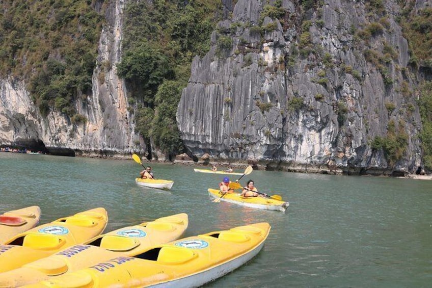 Full-Day Halong Bay Islands, Cave, Kayak. Lunch. NATIONAL HIGHWAY Transfer