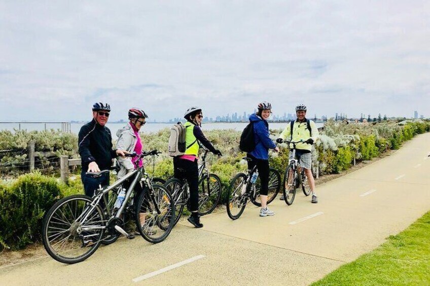 Enjoying the bayside cycle track.