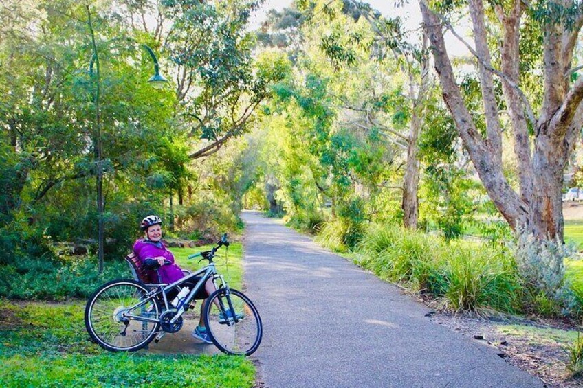 Cycling along the beautiful Elwood Canal.