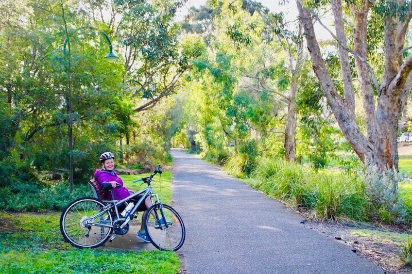 Cycling along the beautiful Elwood Canal.