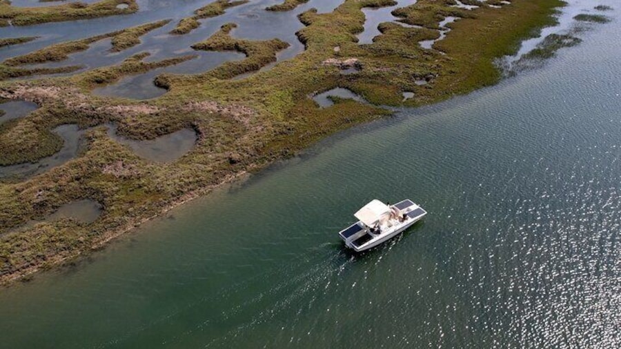 Eco boat touring the Ria Formosa lagoon