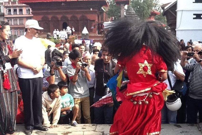 Mask Dance in front of Kumari Temple at Kathmandu Durbar Square