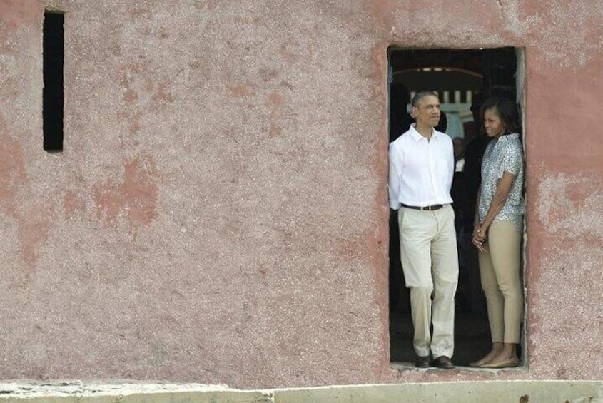 President Obama at the "No return Door"